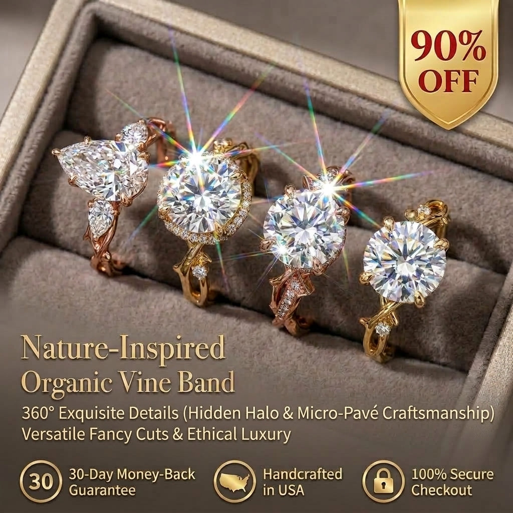 The Enchanted Vine Ring - Nature Inspired Solitaire Engagement Ring in 14K Gold