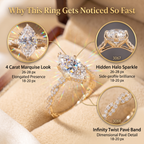 Marquise Hidden Halo Ring – Pavé Twist Band Statement Ring That Makes Your Hand Look Longer & More Elegant--Last Day Sale-90% OFF🔥