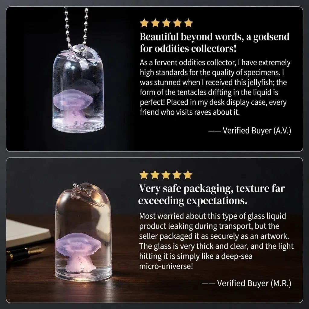 The Oceanic Phantom | Hand-Preserved Real Jellyfish Wet Specimen in Glass Vial