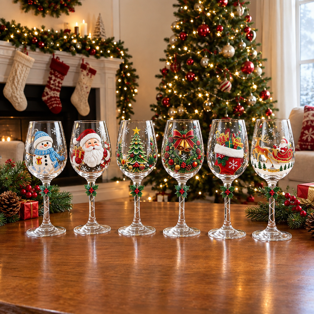 ✨Last Day 50% OFF✨Christmas Memories Collection – 6-Piece Holiday Wine Glass Set for Magical Christmas Gatherings