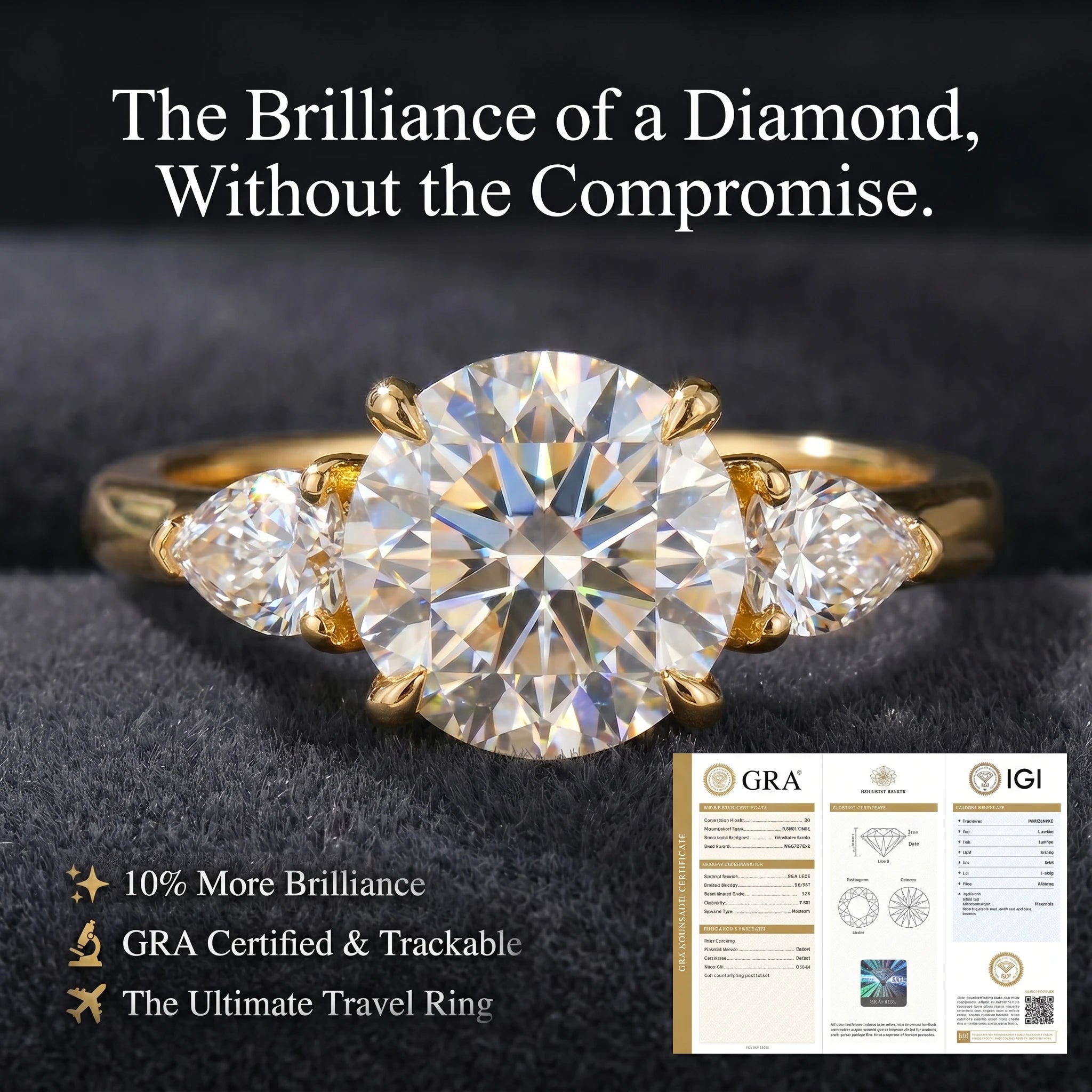 🔥90% OFF Last Day Sale |Flawless Moissanite Ring - Signature 3-Stone | Hypoallergenic | Everyday Luxury