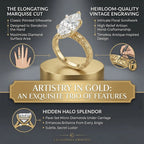 The Empress Marquise-Vintage Hand-Engraved Ring with Hidden Halo