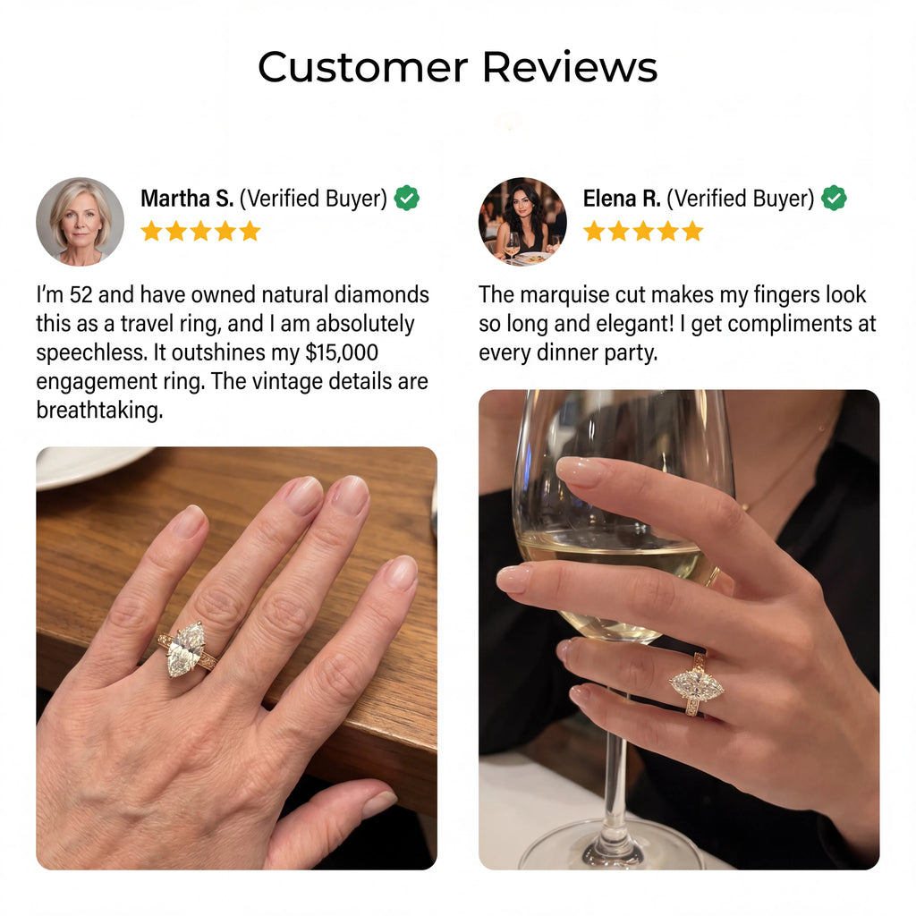 🔥90% OFF Last Day Sale |Heirloom Marquise Moissanite Ring | Hand-Engraved Vintage Band | Passes Diamond Test