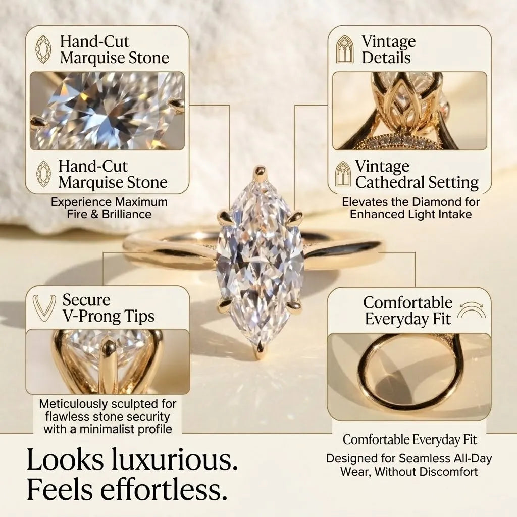 🔥90% OFF Last Day Sale Vintage Marquise Diamond Ring – Elegant Sparkle That Makes Every Hand Look Beautiful
