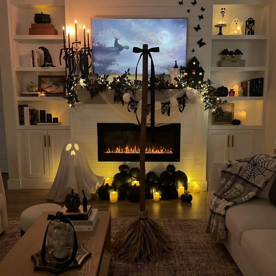 Animated Floating Witch Broomstick – Sound-Activated Dancing Halloween Broom with Smart Obstacle Avoidance