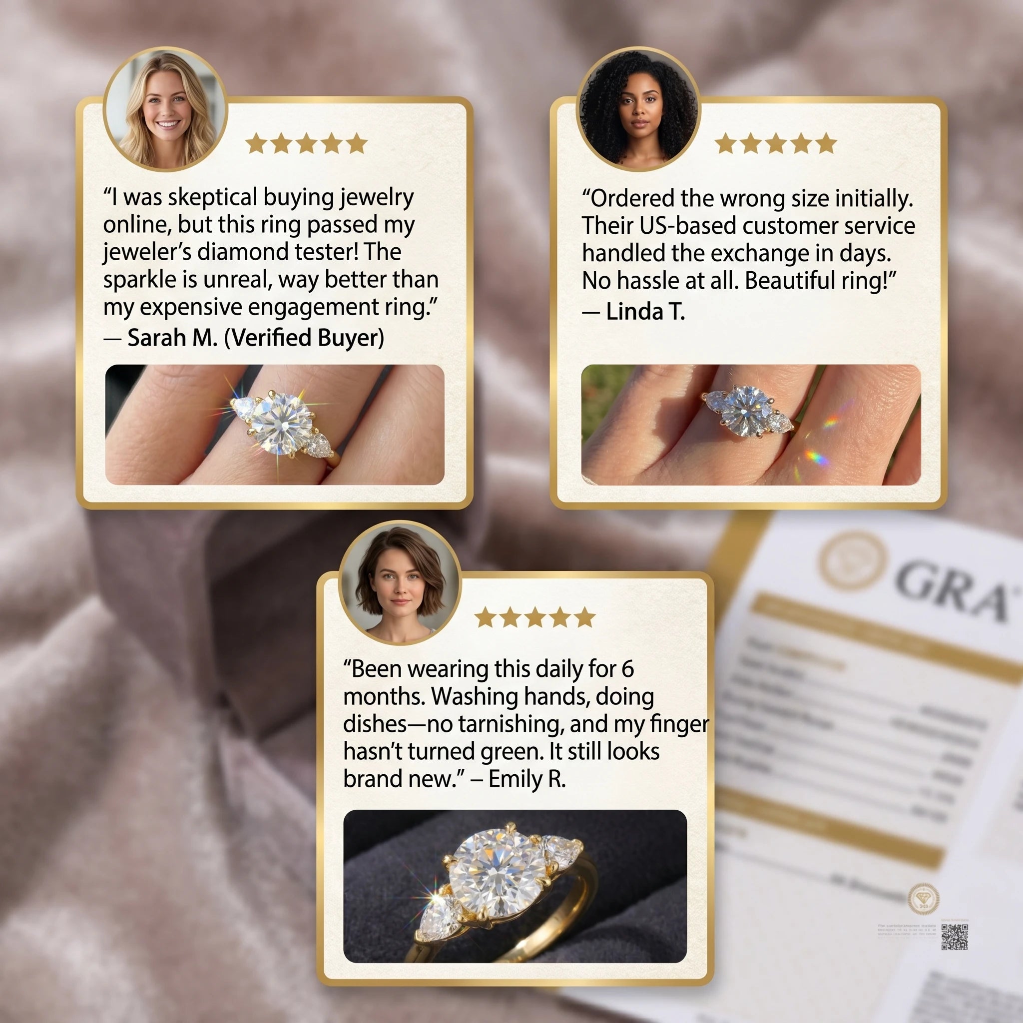 🔥90% OFF Last Day Sale |Flawless Moissanite Ring - Signature 3-Stone | Hypoallergenic | Everyday Luxury