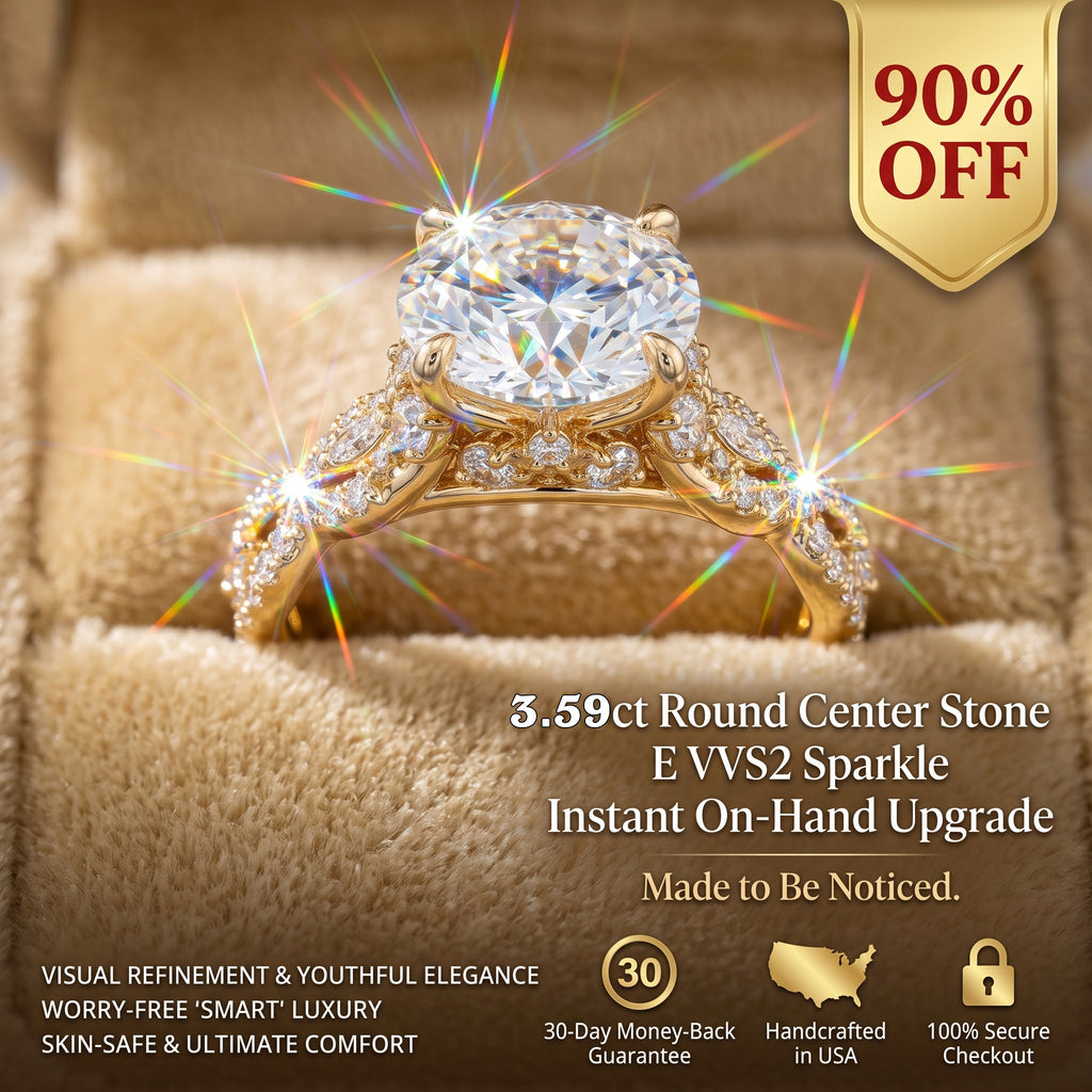 🔥90% OFF Last Day Sale 3.59ct Round Center Stone Adorned Ring – Instant On-Hand Elegance, Light-Catching Sparkle