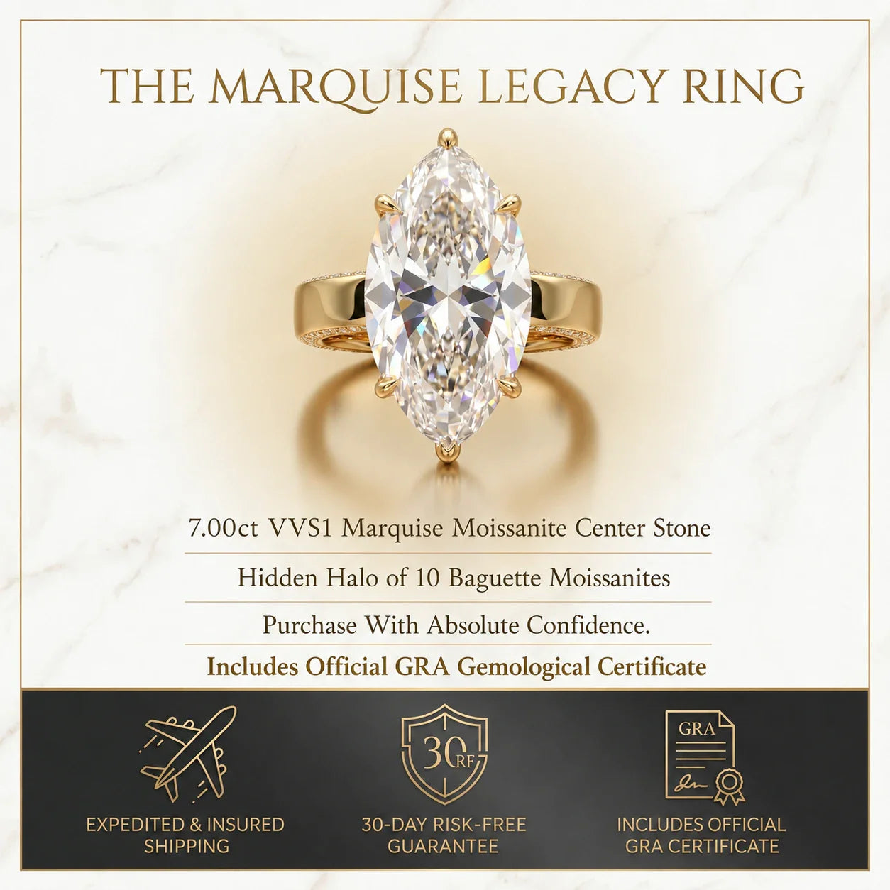 🔥90% OFF Last Day Sale | The 7.00ct Marquise Hidden Halo Masterpiece