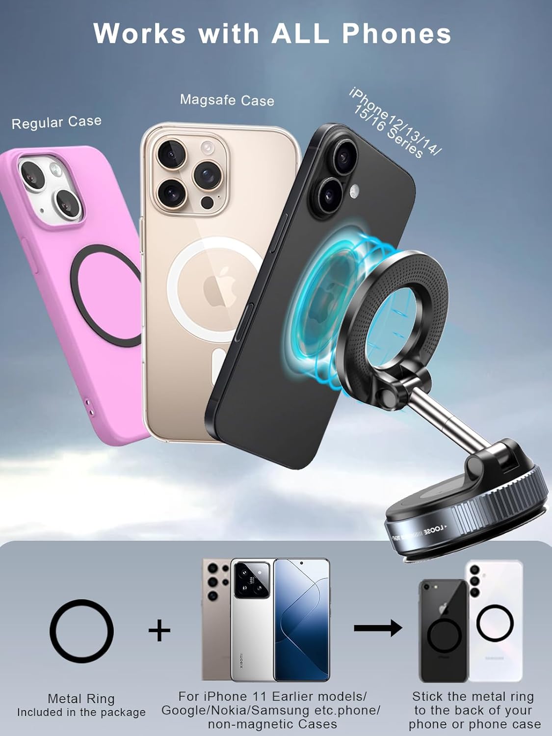 🔥50% OFF Last Day Sale 360° Magnetic Suction Phone Mount - The Ultimate Hands-Free Holder