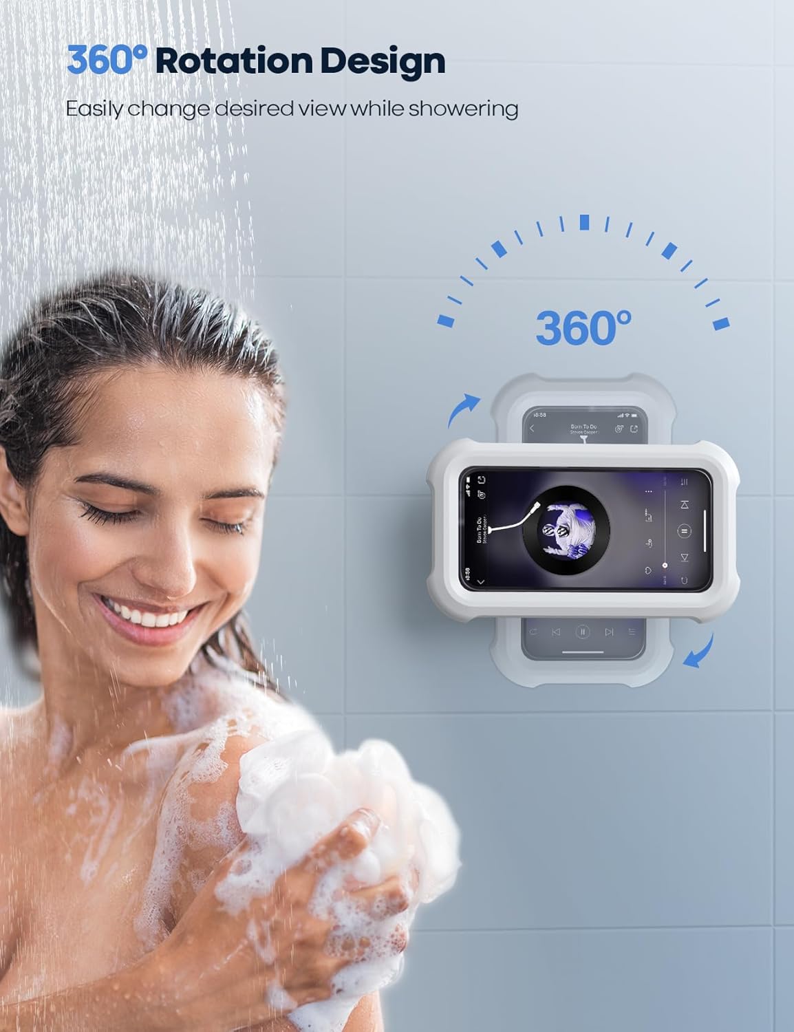 🔥50% OFF Last Day Sale Waterproof 480° Shower Phone Holder – Wall & Bathtub Mount