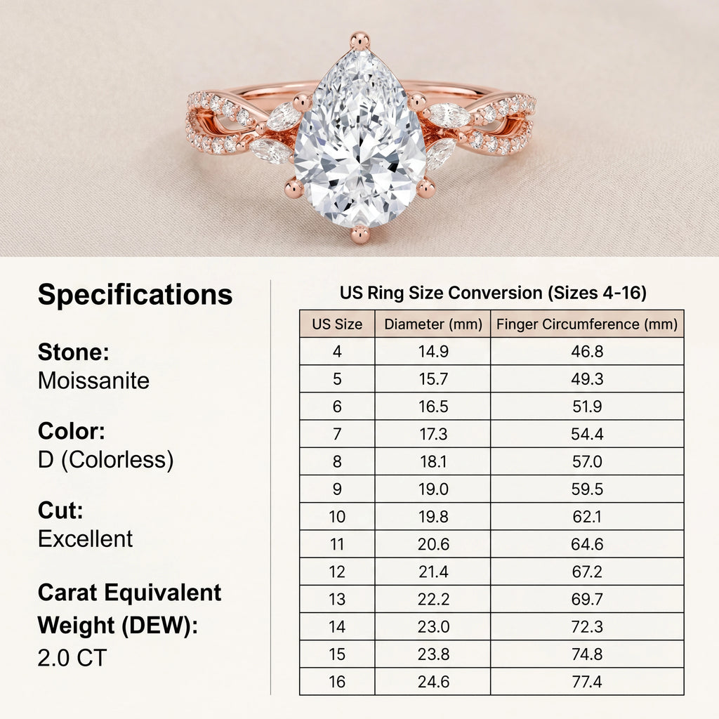 🔥90% OFF Last Day Sale |Vintage Infinity Pavé Pear Ring | Flawless Moissanite, Hypoallergenic Everyday Wear