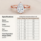 🔥90% OFF Last Day Sale |Vintage Infinity Pavé Pear Ring | Flawless Moissanite, Hypoallergenic Everyday Wear