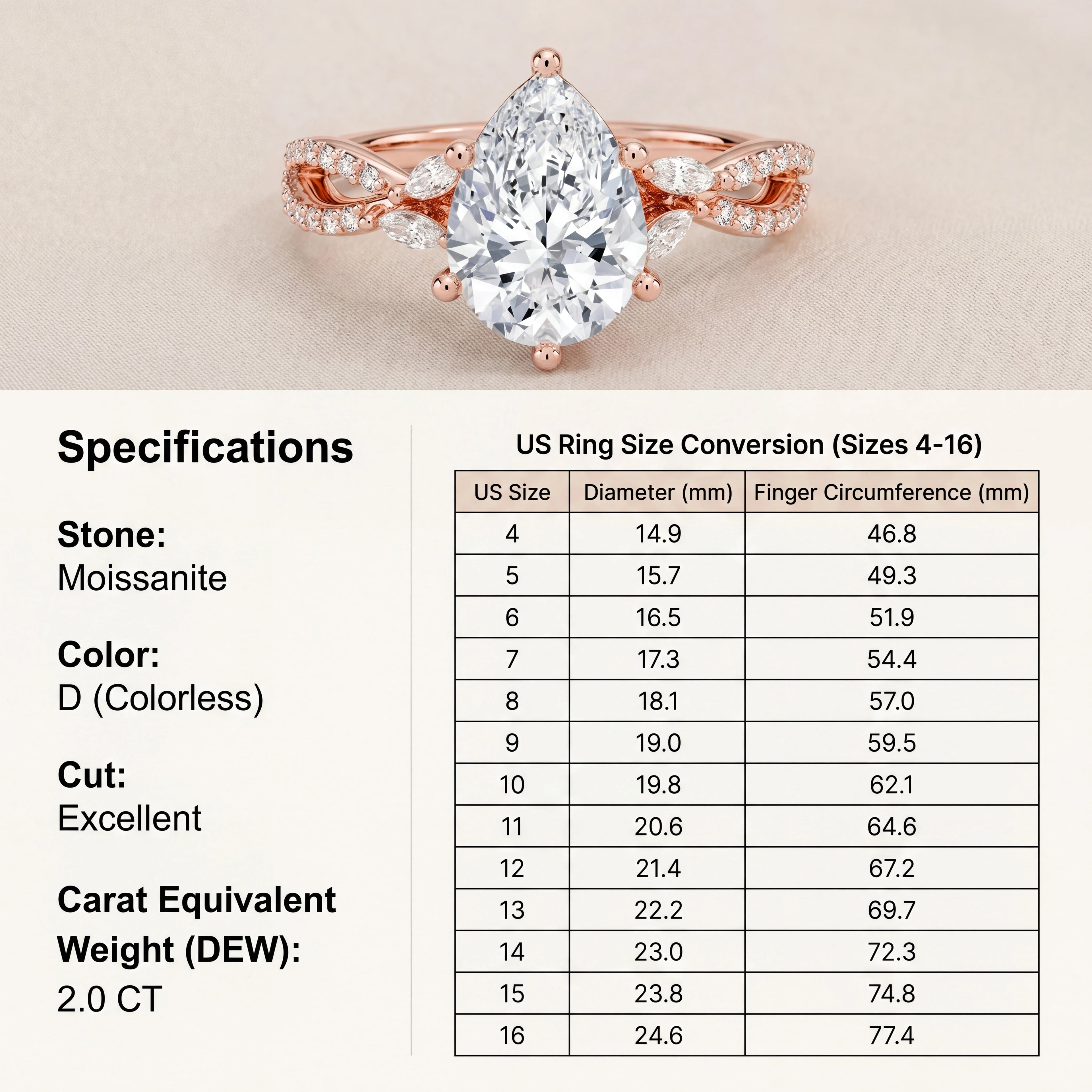 🔥90% OFF Last Day Sale |Vintage Infinity Pavé Pear Ring | Flawless Moissanite, Hypoallergenic Everyday Wear