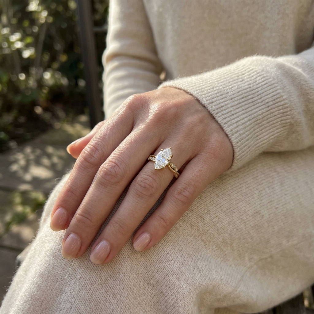 The Daisy | Round Brilliant Diamond Engagement Ring with Hidden Halo (14K Yellow Gold)