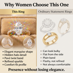 Marquise Hidden Halo Ring – Pavé Twist Band Statement Ring That Makes Your Hand Look Longer & More Elegant--Last Day Sale-90% OFF🔥
