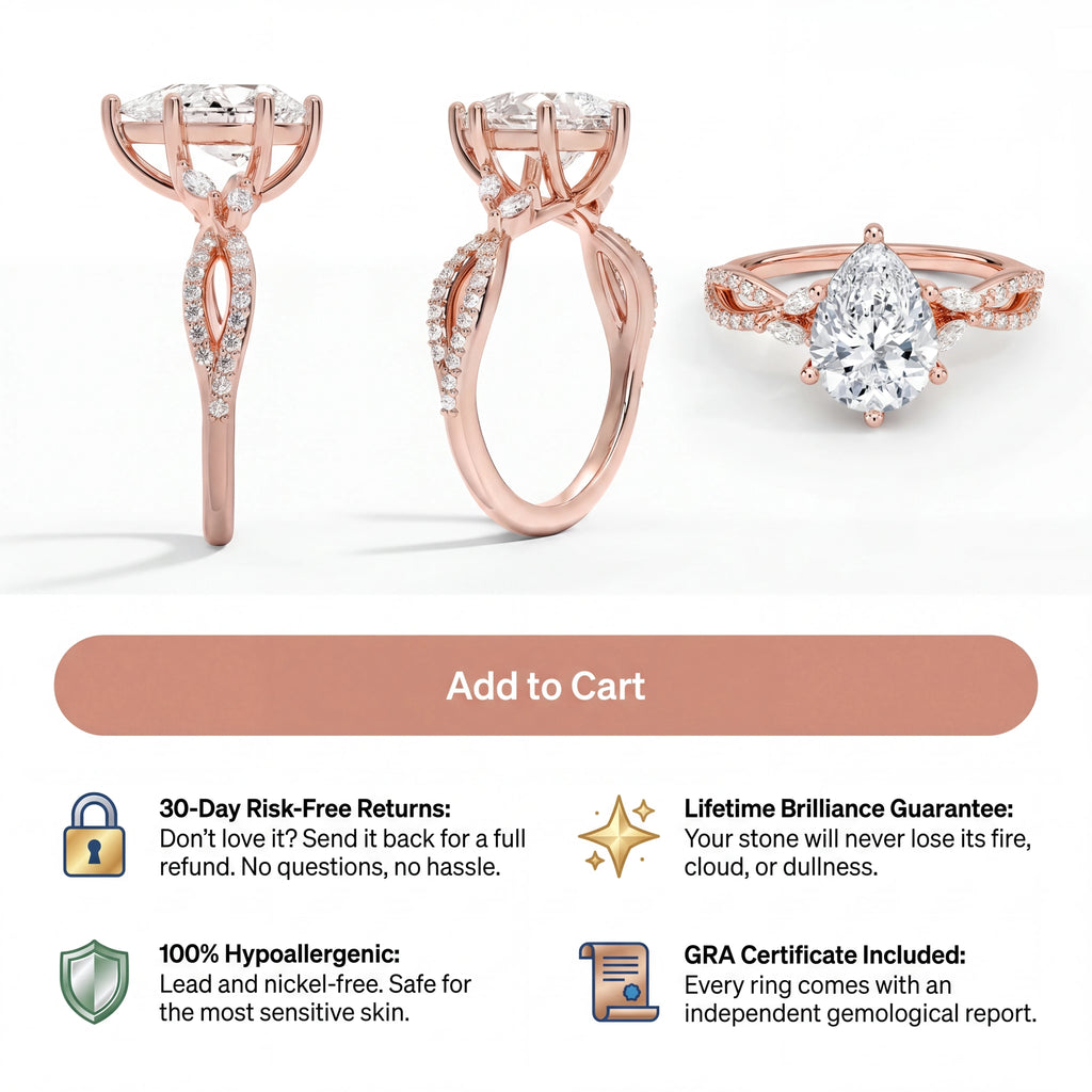 🔥90% OFF Last Day Sale |Vintage Infinity Pavé Pear Ring | Flawless Moissanite, Hypoallergenic Everyday Wear