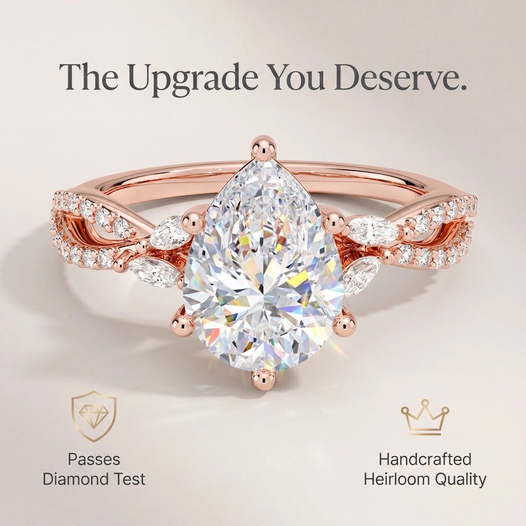 🔥90% OFF Last Day Sale |Vintage Infinity Pavé Pear Ring | Flawless Moissanite, Hypoallergenic Everyday Wear