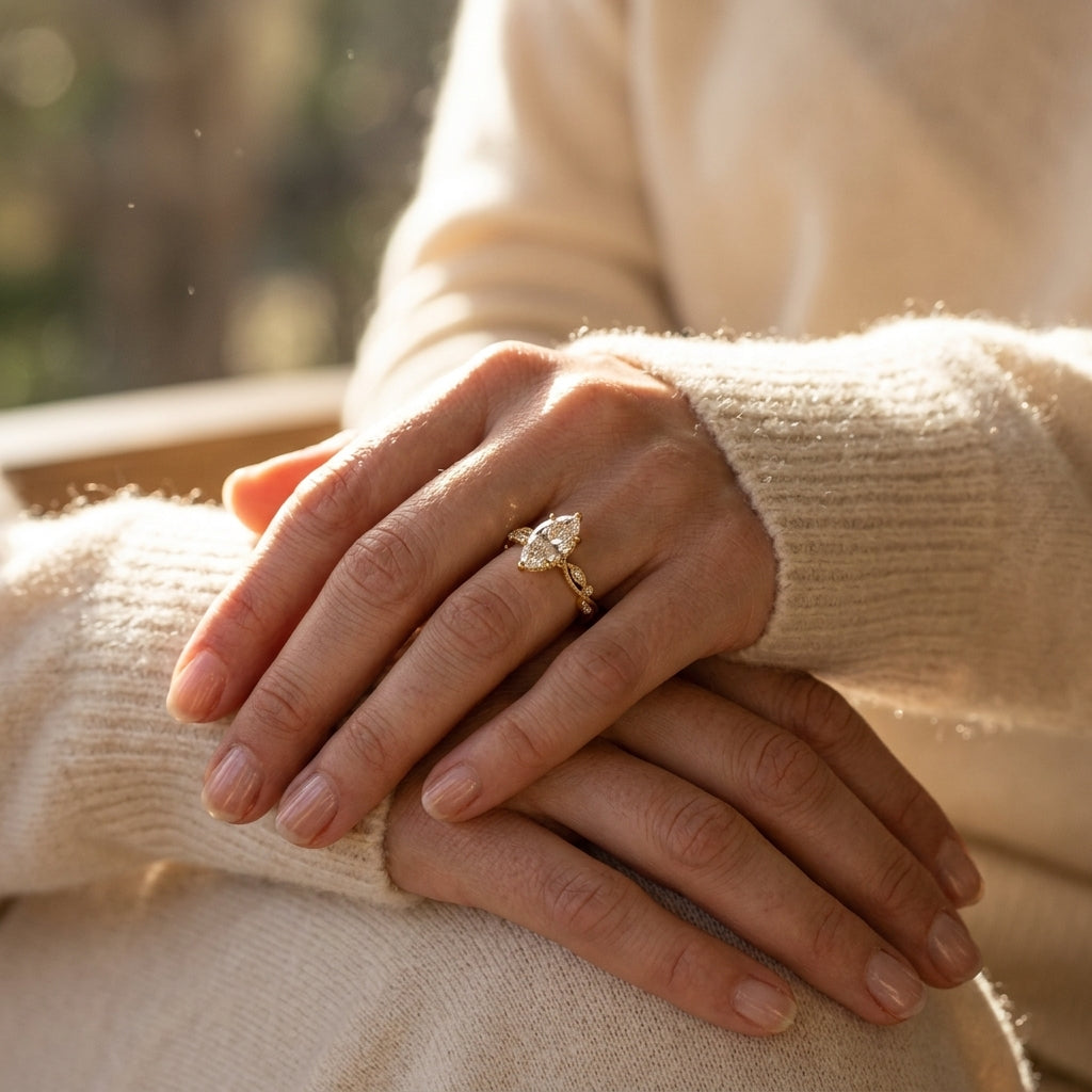 The Daisy | Round Brilliant Diamond Engagement Ring with Hidden Halo (14K Yellow Gold)