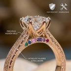 3.0ct Vintage Engraved Moissanite Ring with Hidden Rainbow Arch