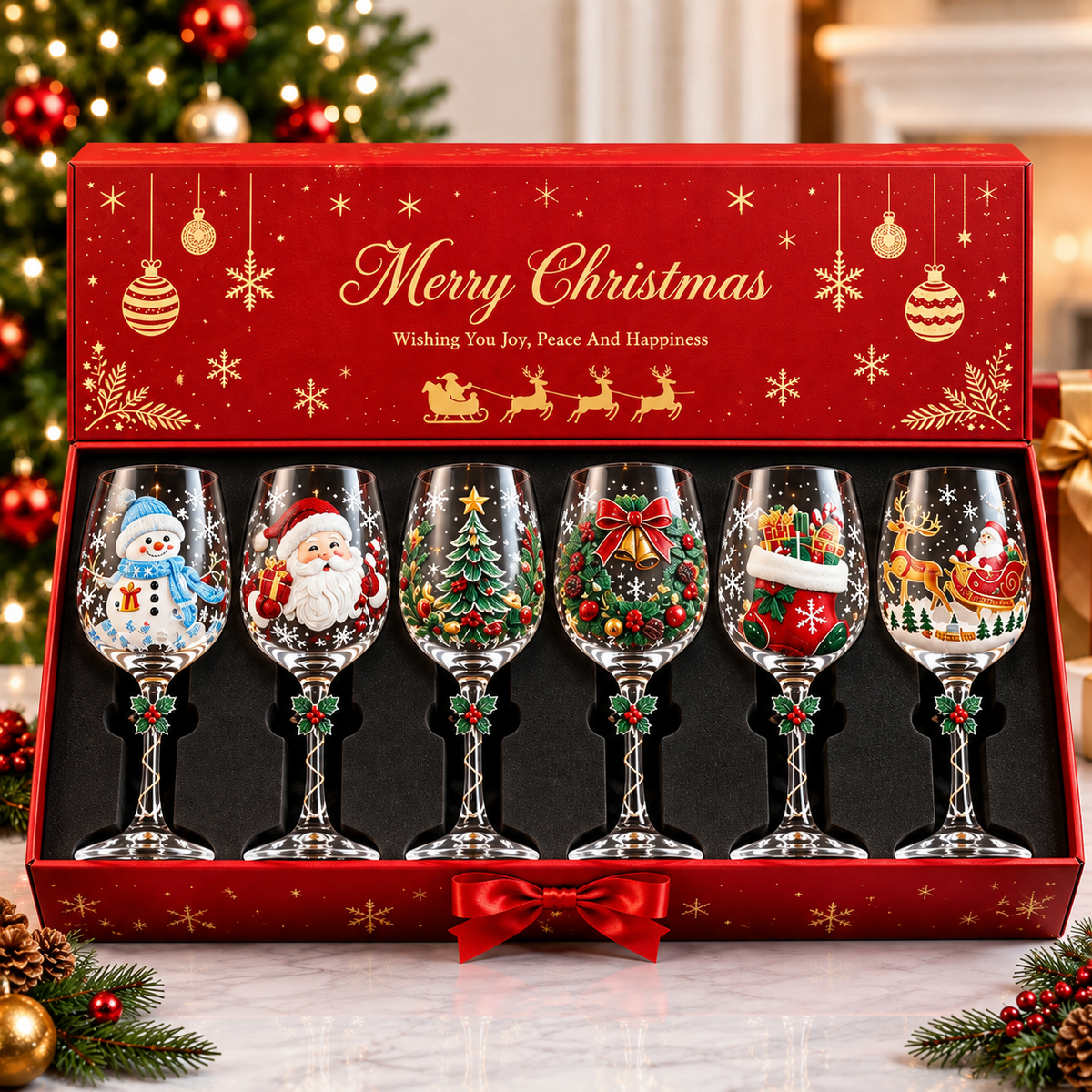 ✨Last Day 50% OFF✨Christmas Memories Collection – 6-Piece Holiday Wine Glass Set for Magical Christmas Gatherings