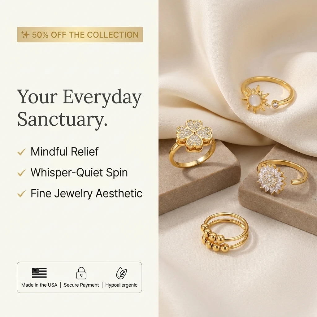 🔥50% OFF Last Day Sale |Mindful Sanctuary Collection Healing Spinner Ring | Whisper-Quiet Fidget & Anxiety Relief