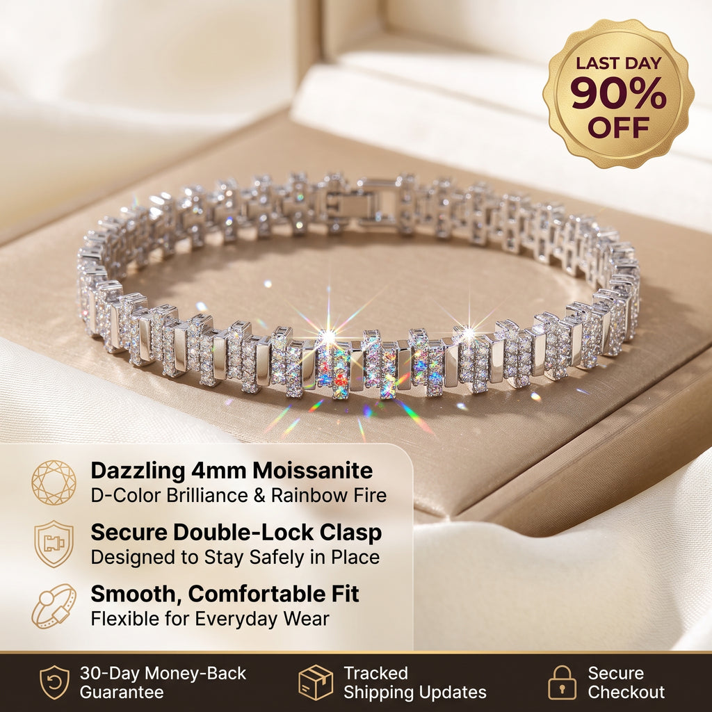 🔥 LAST DAY — 90% OFF 🔥D-Color Moissanite Tennis Bracelet – Brilliant Diamond-Like Sparkle, 14K Gold Plated & Hypoallergenic