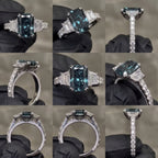 The "Ares" Custom Vivid Teal-Blue Radiant Three-Stone Ring Last Day Sale-90% OFF🔥