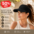 🔥50% OFF Last Day Sale Women’s Ponytail-Friendly UPF 50+ Sun Visor – Wide-Brim, Breathable & Foldable Sun Protection