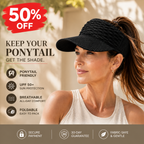 🔥50% OFF Last Day Sale Women’s Ponytail-Friendly UPF 50+ Sun Visor – Wide-Brim, Breathable & Foldable Sun Protection