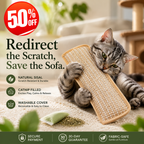 🔥50% OFF Last Day Sale Natural Sisal Catnip Pillow Toy – Washable Scratch & Bite Toy with Removable Catnip Pouch to Help Save Your Sofa
