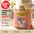🔥50% OFF Last Day Sale Popcorn Cat Crinkle Hideaway Bag – 4-in-1 Giant Cat Toy with Built-In Crinkle Sound, Scratch & Foldable Play Nest