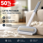 🔥50% OFF Last Day Sale Upgraded Reusable Pet Hair Remover Brush – Extra-Long Handle Lint Cleaner for Dog & Cat Hair, Washable Multi-Surface Tool for Furniture, Bedding, Clothes & Car Interiors