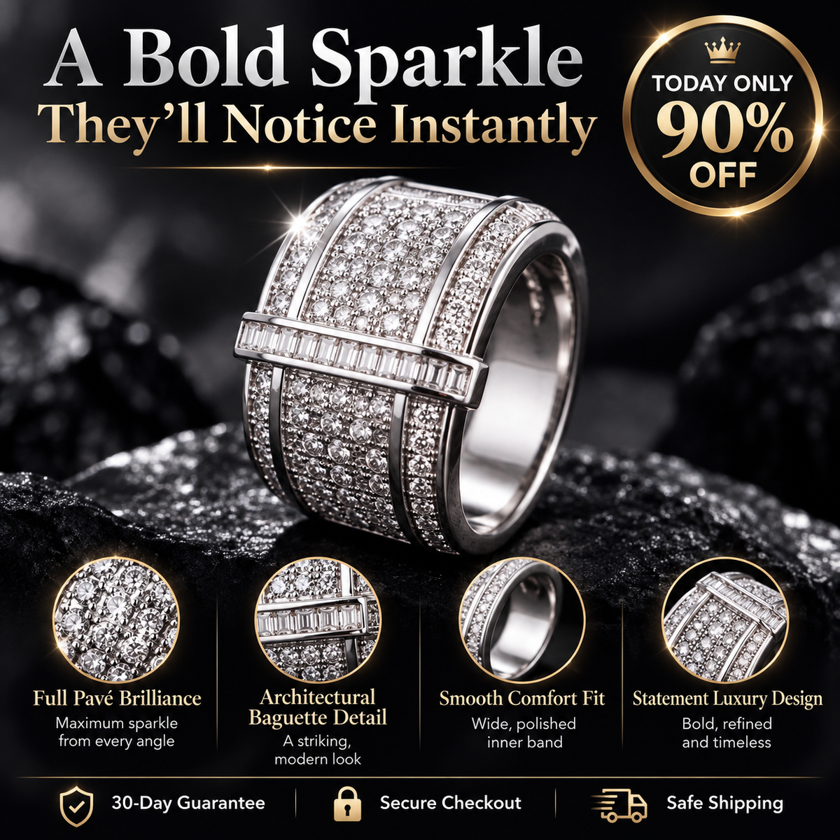 The Eternal Radiance™ Full Pavé Statement Ring Last Day Sale-90% OFF🔥