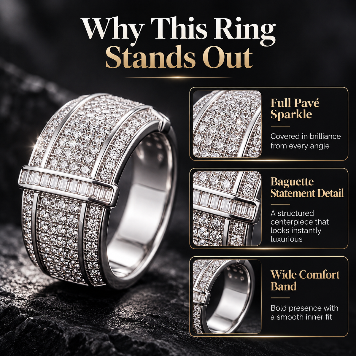 The Eternal Radiance™ Full Pavé Statement Ring Last Day Sale-90% OFF🔥