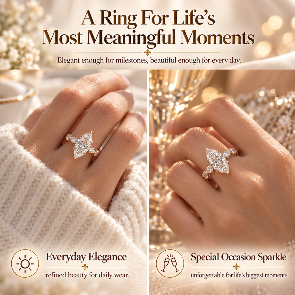 Celestia Marquise Lab-Grown Diamond Crown Setting Ring Last Day Sale-90% OFF🔥