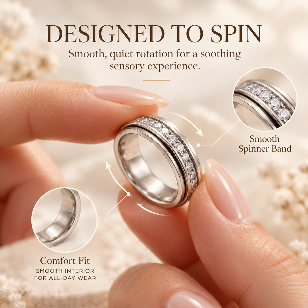 Calmora Anxiety Relief Spinner Ring – Elegant Fidget Ring for Stress Relief & Everyday Calm Last Day Sale-90% OFF🔥