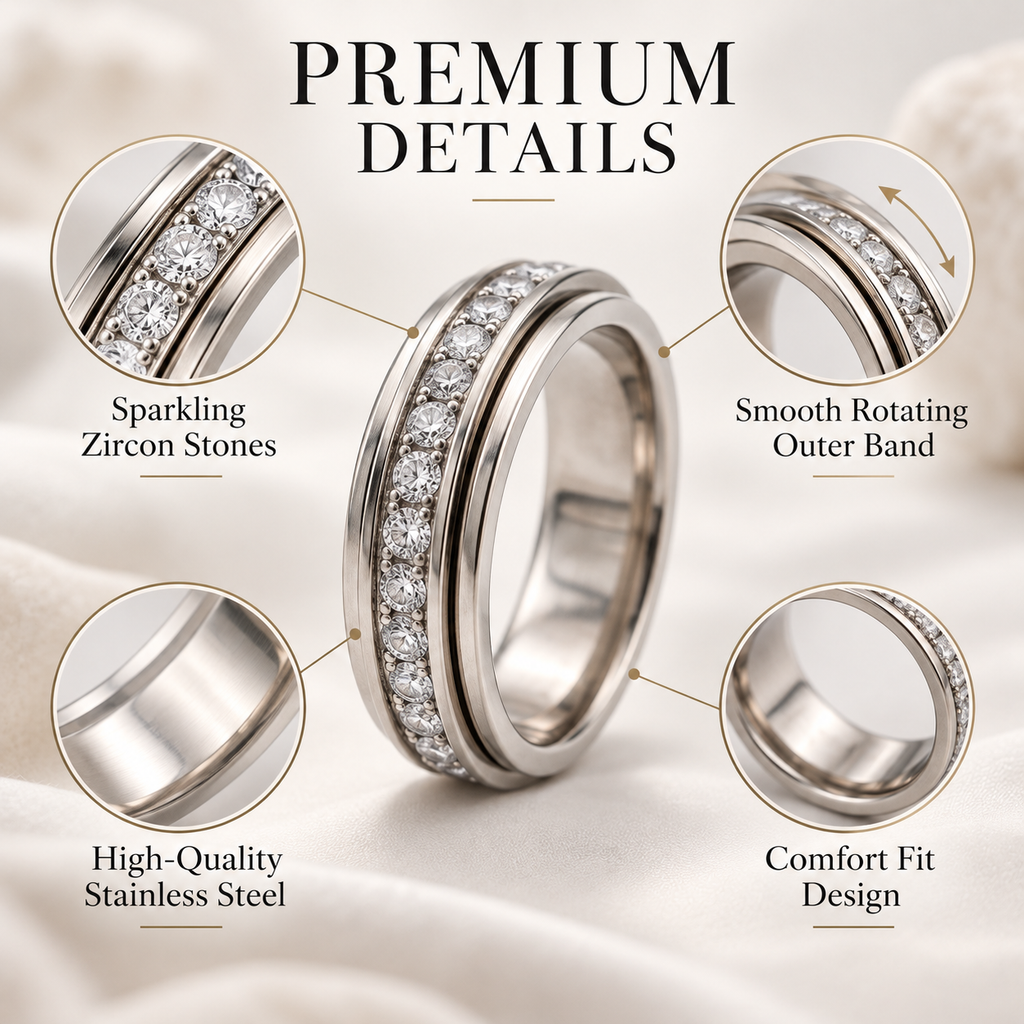 Calmora Anxiety Relief Spinner Ring – Elegant Fidget Ring for Stress Relief & Everyday Calm Last Day Sale-90% OFF🔥