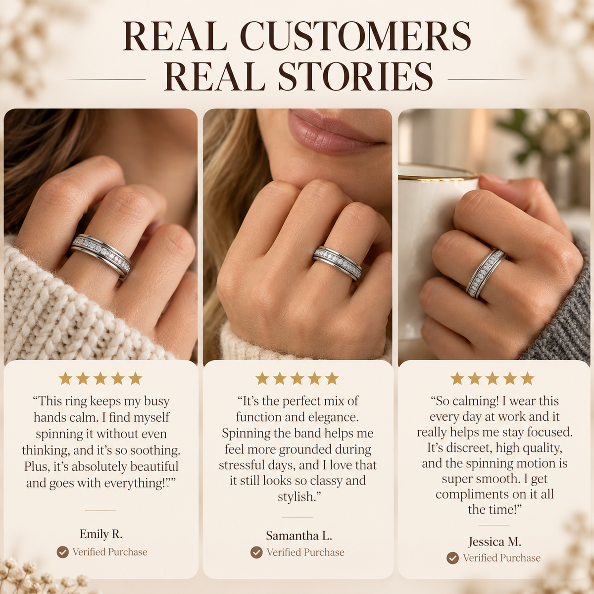 Calmora Anxiety Relief Spinner Ring – Elegant Fidget Ring for Stress Relief & Everyday Calm Last Day Sale-90% OFF🔥