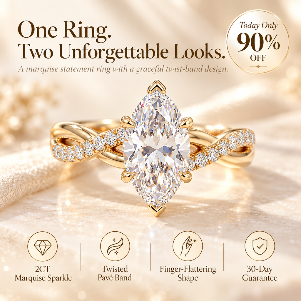 Lunara  Marquise Lab-Grown Diamond Ring – Elegant Pavé Statement Design Last Day Sale-90% OFF🔥