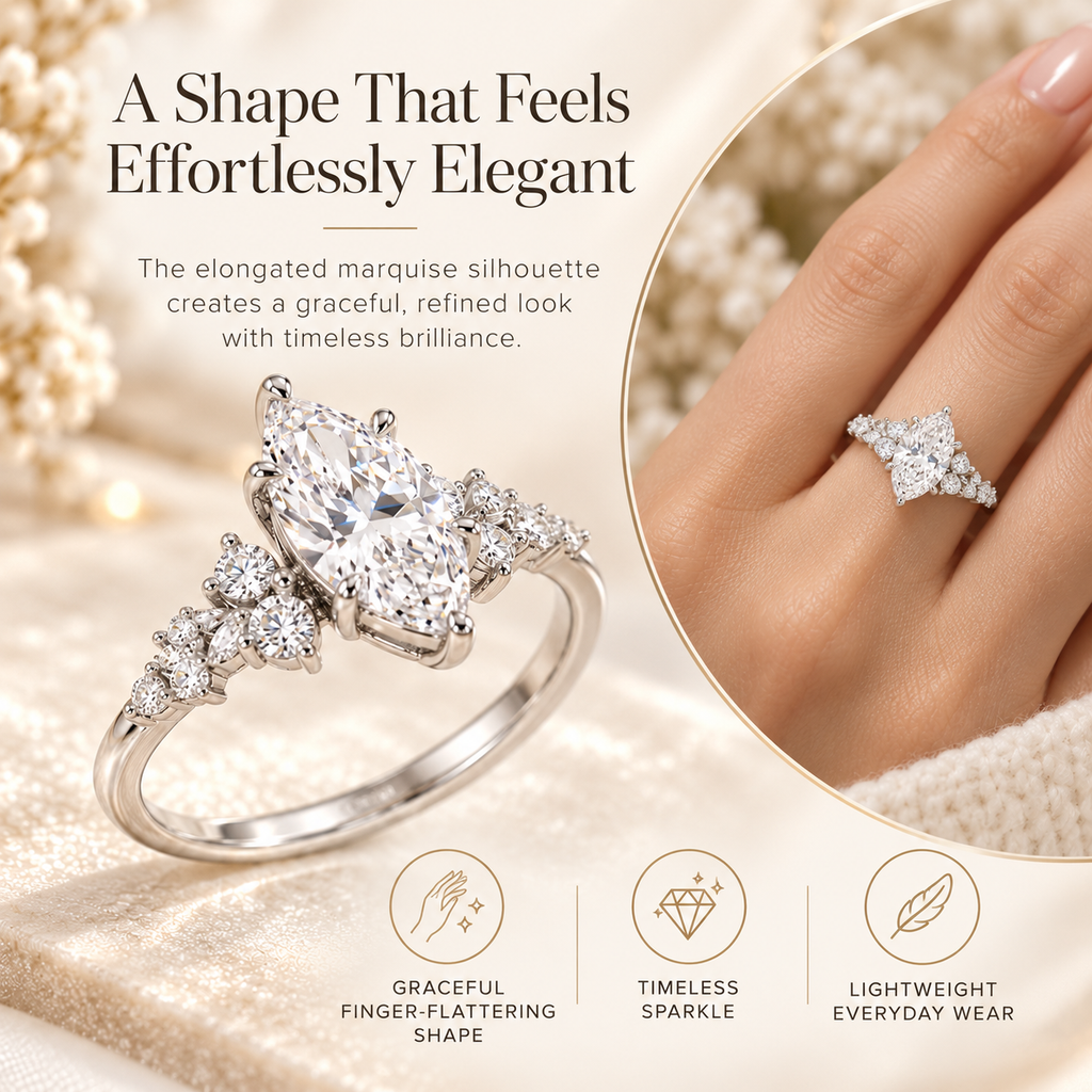 Lunaria Hidden Detail Marquise Lab-Grown Diamond Ring – Elegant Statement JewelryLast Day Sale-90% OFF🔥