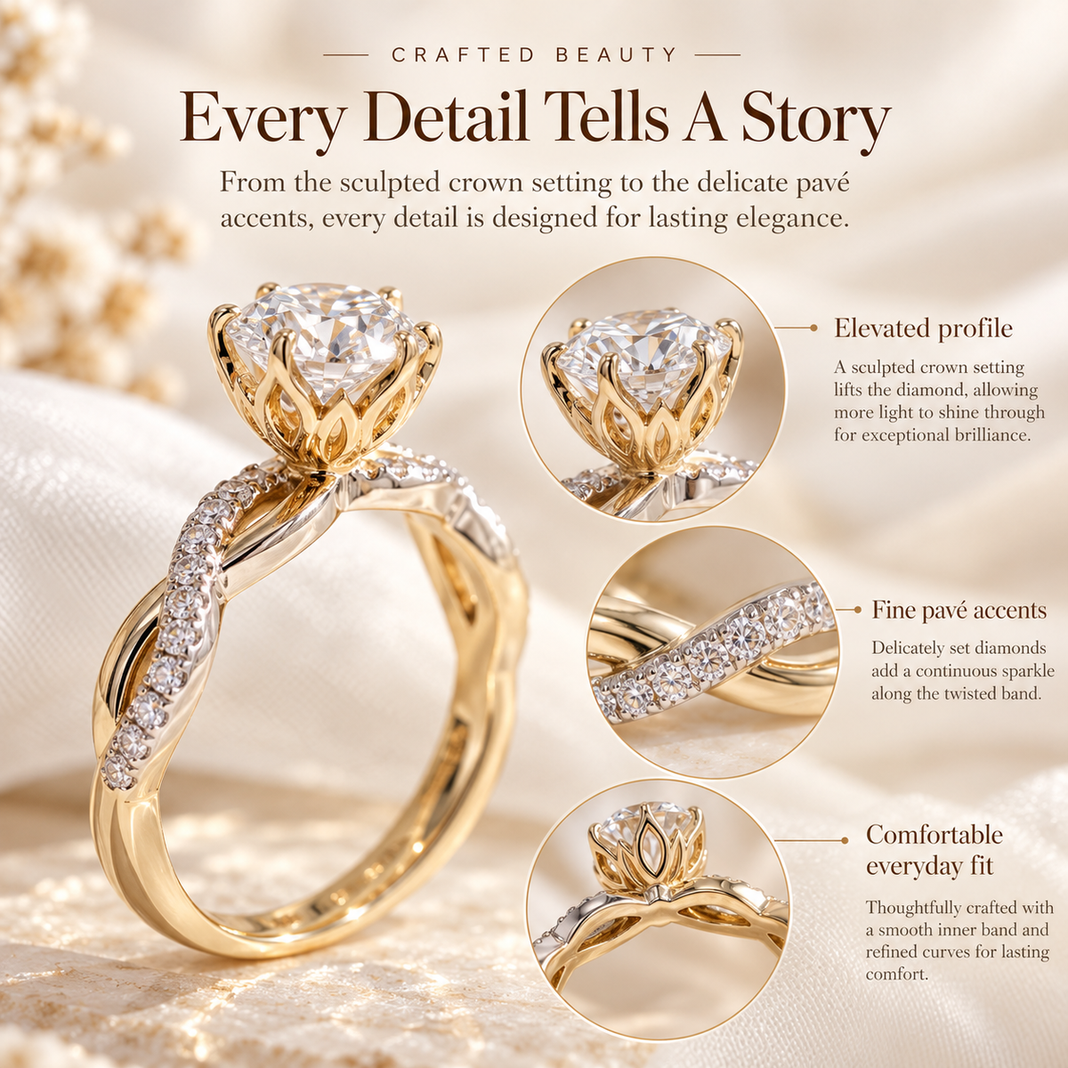 Everluna™ Crown Inspired Round Lab-Grown Diamond Engagement Ring – A Royal Touch Of Elegance Last Day Sale-90% OFF🔥