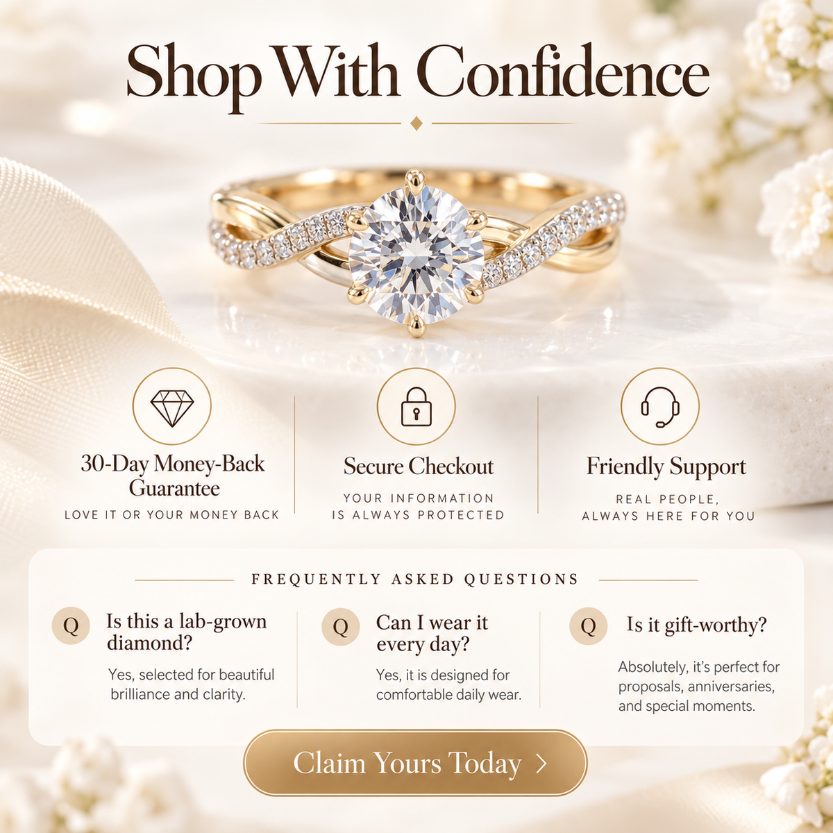 Everluna™ Crown Inspired Round Lab-Grown Diamond Engagement Ring – A Royal Touch Of Elegance Last Day Sale-90% OFF🔥