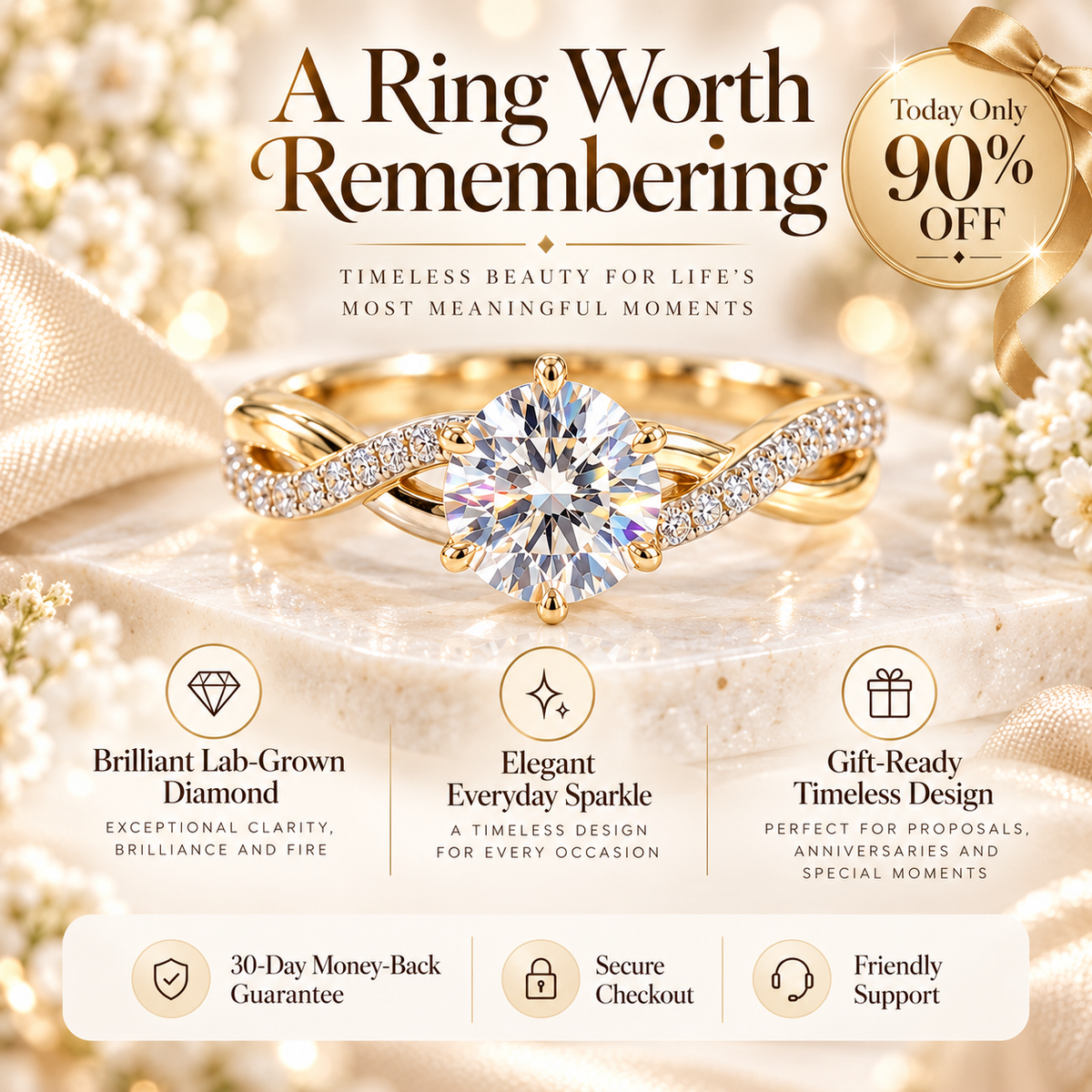 Everluna™ Crown Inspired Round Lab-Grown Diamond Engagement Ring – A Royal Touch Of Elegance Last Day Sale-90% OFF🔥