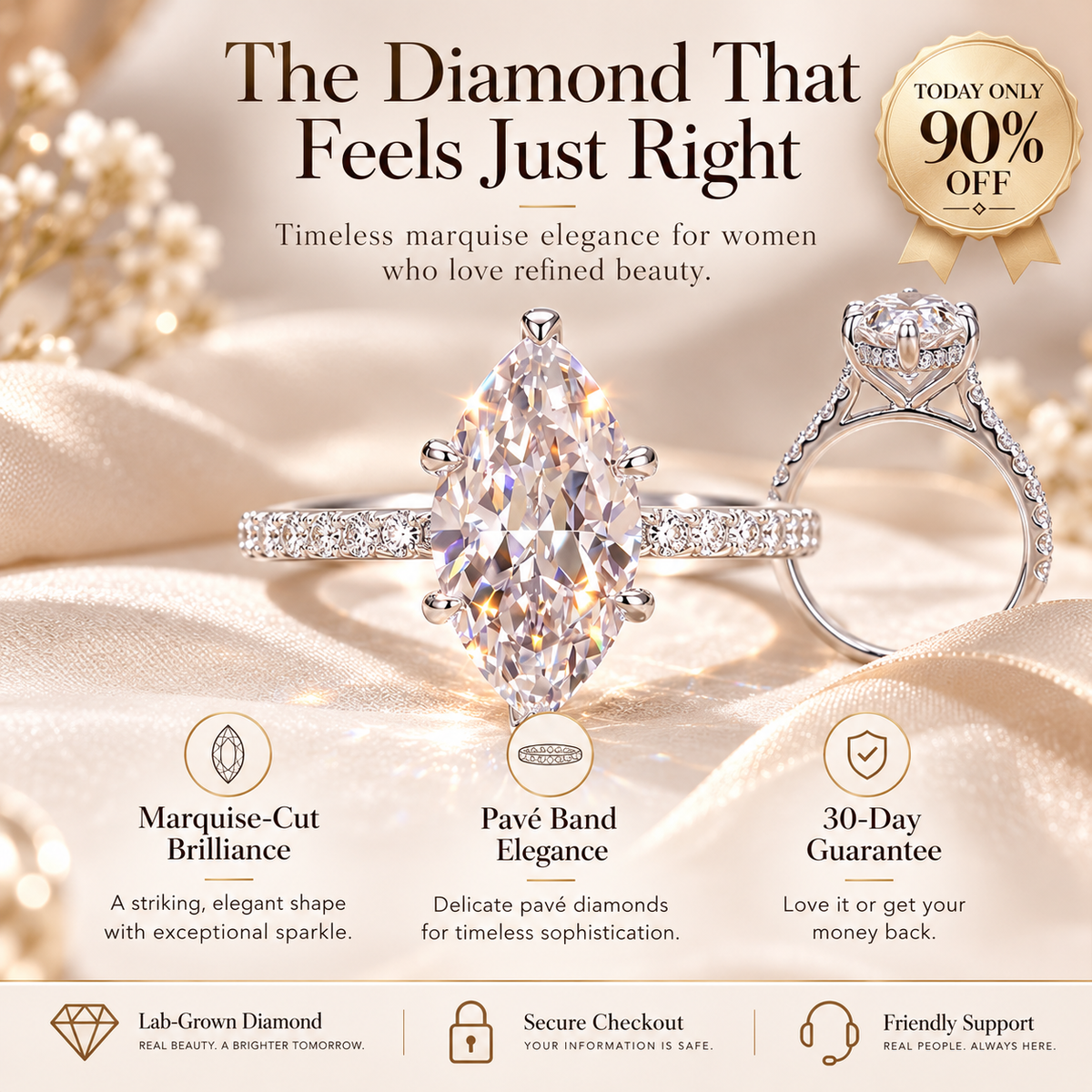 The Celeste Marquise Cut Diamond Ring | A Timeless Symbol of Elegance Last Day Sale-90% OFF🔥