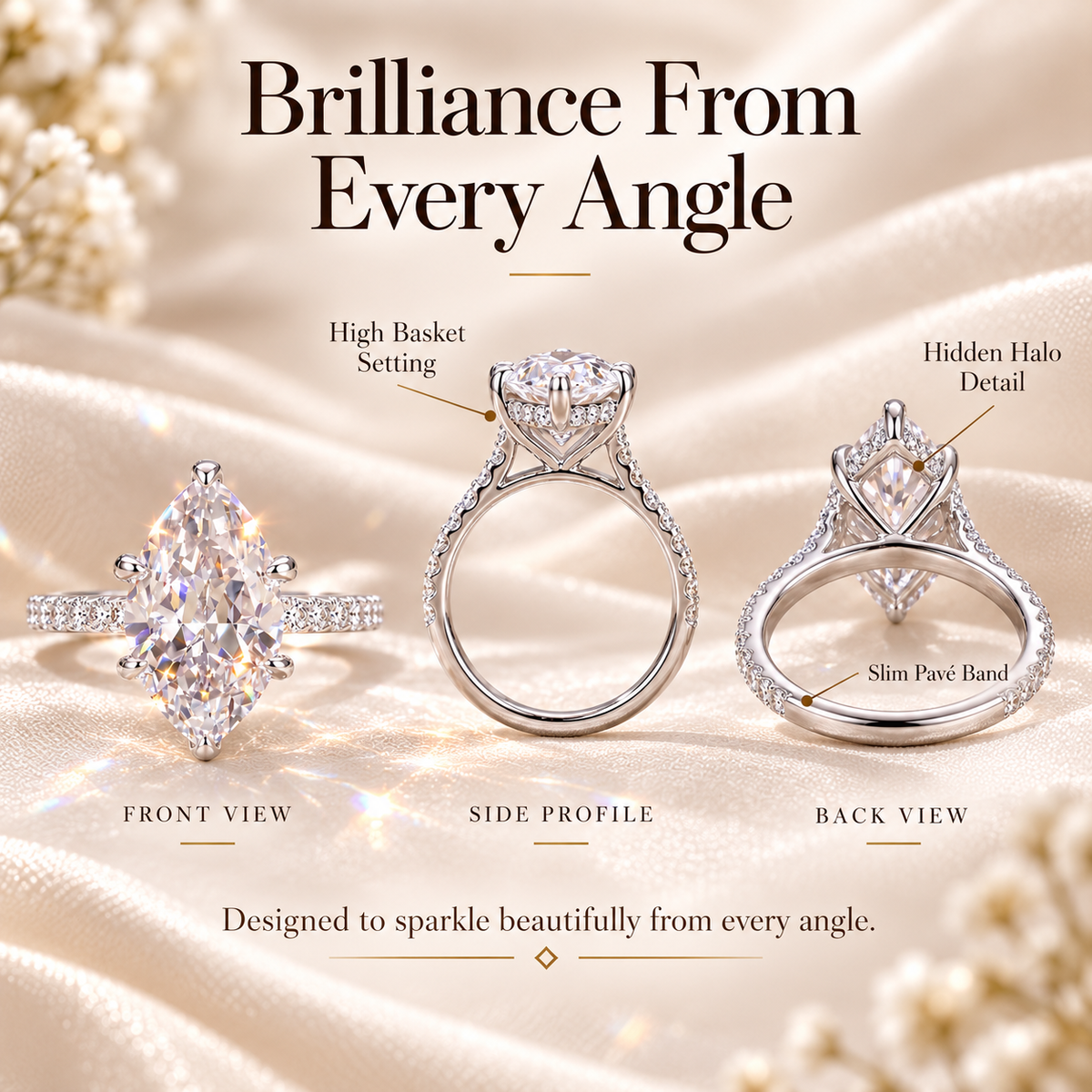 The Celeste Marquise Cut Diamond Ring | A Timeless Symbol of Elegance Last Day Sale-90% OFF🔥