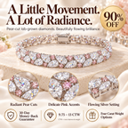 ✨ LAST DAY SALE 90% OFF ✨ Pear-Cut Lab-Grown Diamond Bracelet | 9.75–13 CTW, Delicate Pink Accents & Timeless Elegance