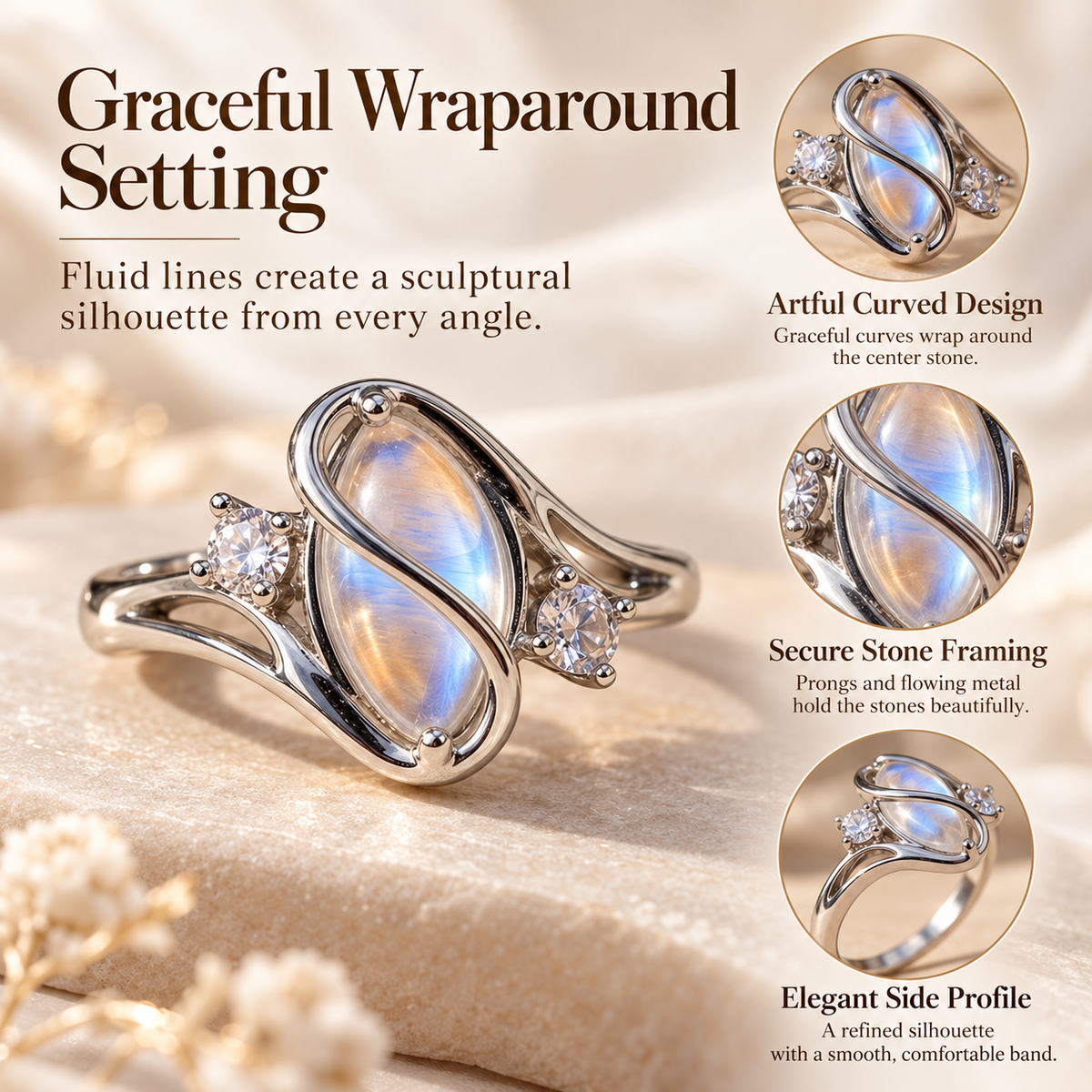 Lunara™ Luminous Moonstone Wrap Ring Last Day Sale-90% OFF🔥