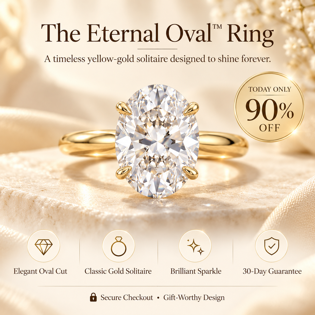 The Eternal Oval Diamond Ring – Timeless Elegance in a Classic Gold Solitaire DesignLast Day Sale-90% OFF🔥