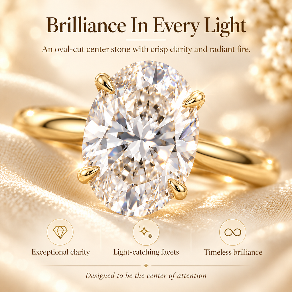 The Eternal Oval Diamond Ring – Timeless Elegance in a Classic Gold Solitaire DesignLast Day Sale-90% OFF🔥