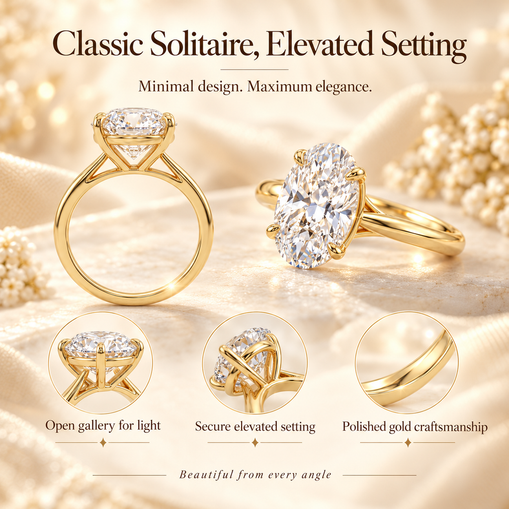 The Eternal Oval Diamond Ring – Timeless Elegance in a Classic Gold Solitaire DesignLast Day Sale-90% OFF🔥